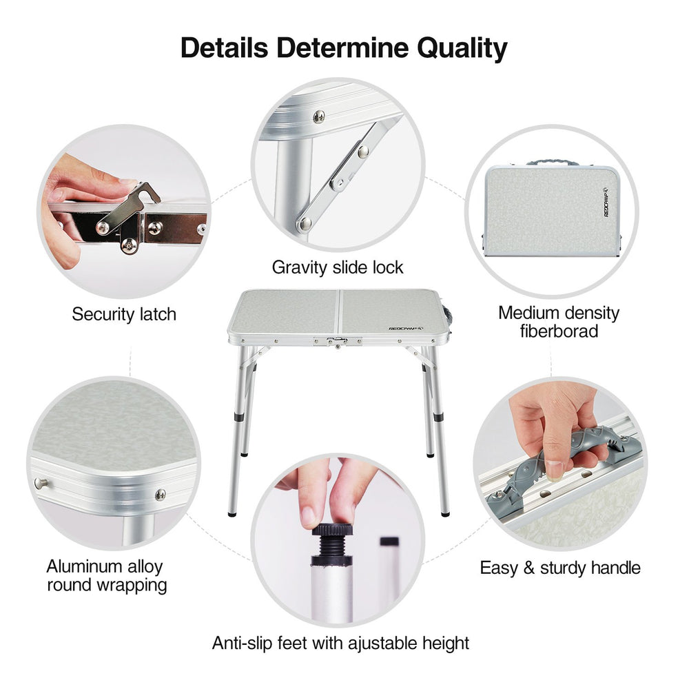 REDCAMP wipe-clean tabletop ready for mess-free meals.