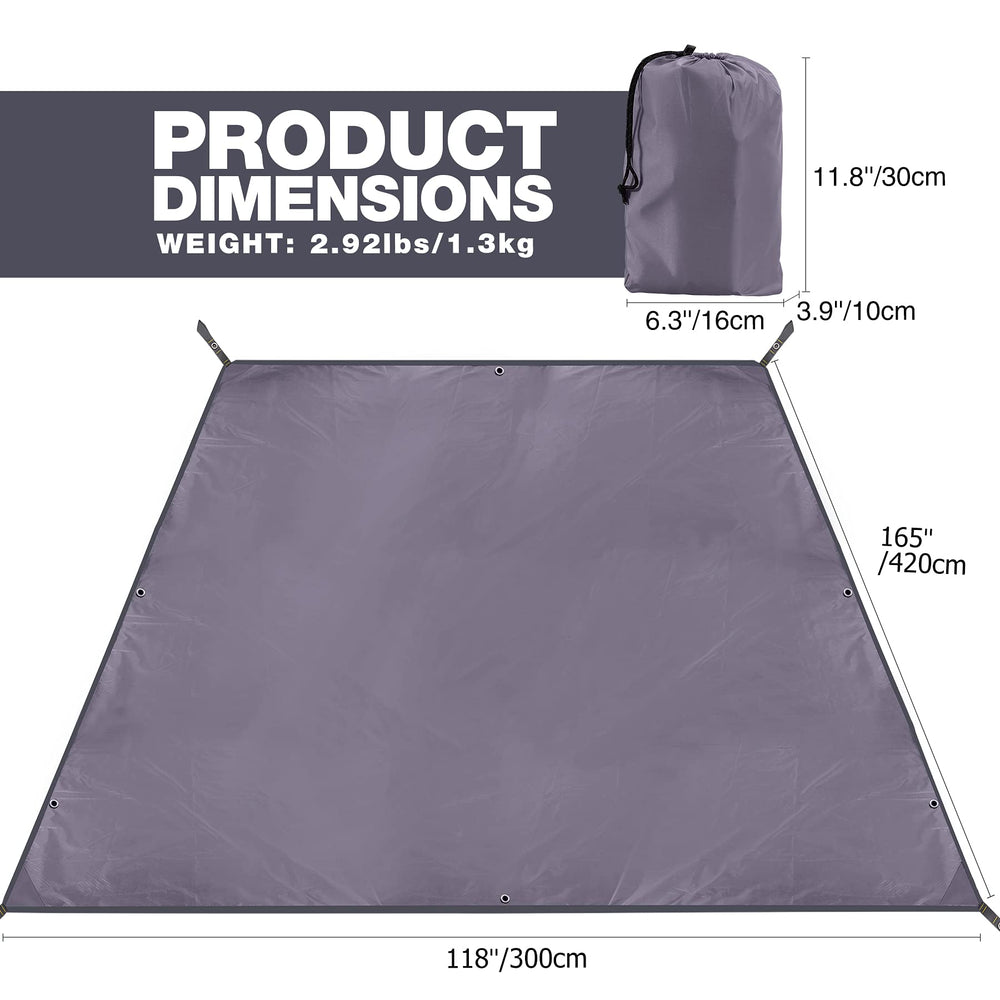 REDCAMP tarp with durable grommets showing reinforced corners for secure staking.