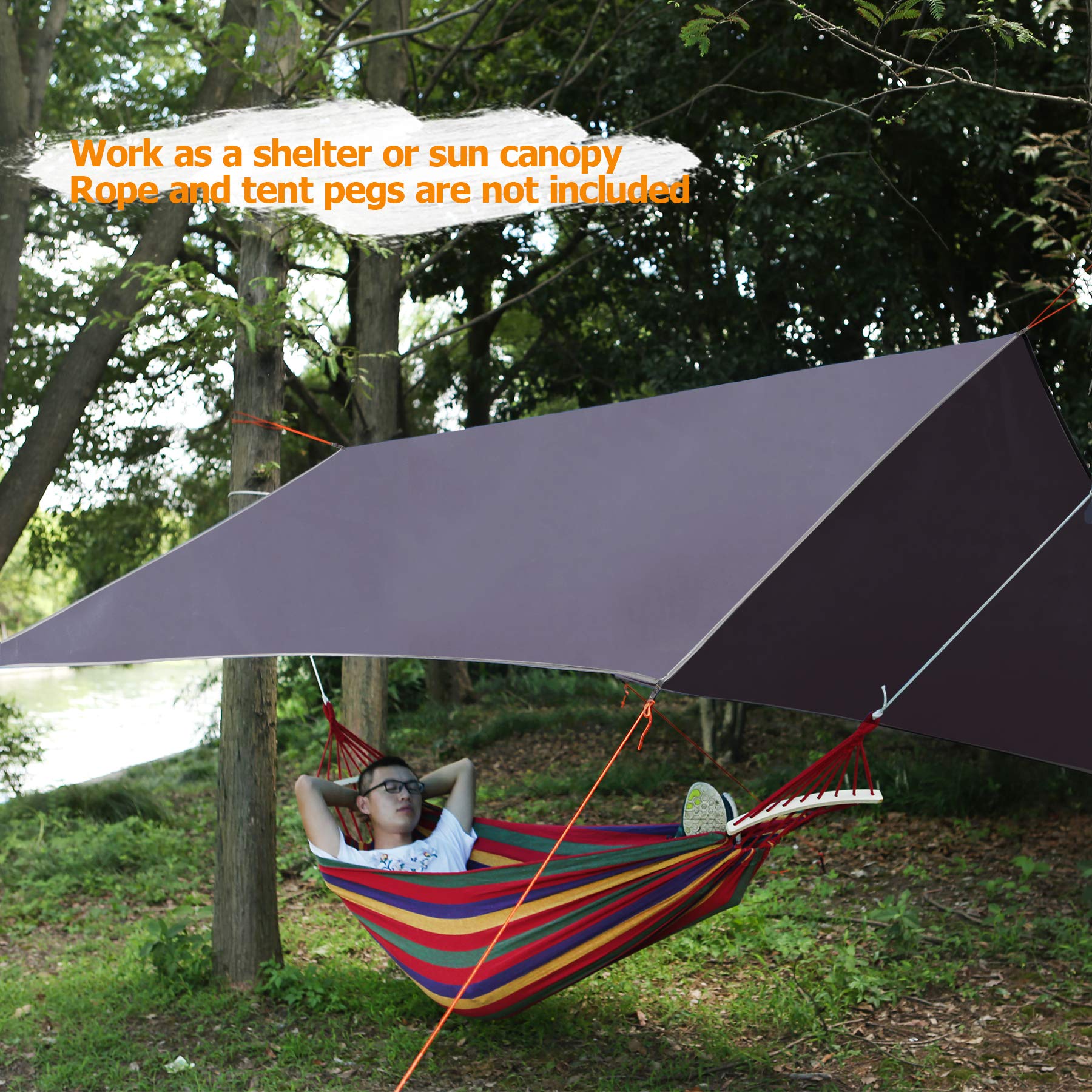 REDCAMP tarp sturdy corner stitching demonstrates heavy-duty construction.