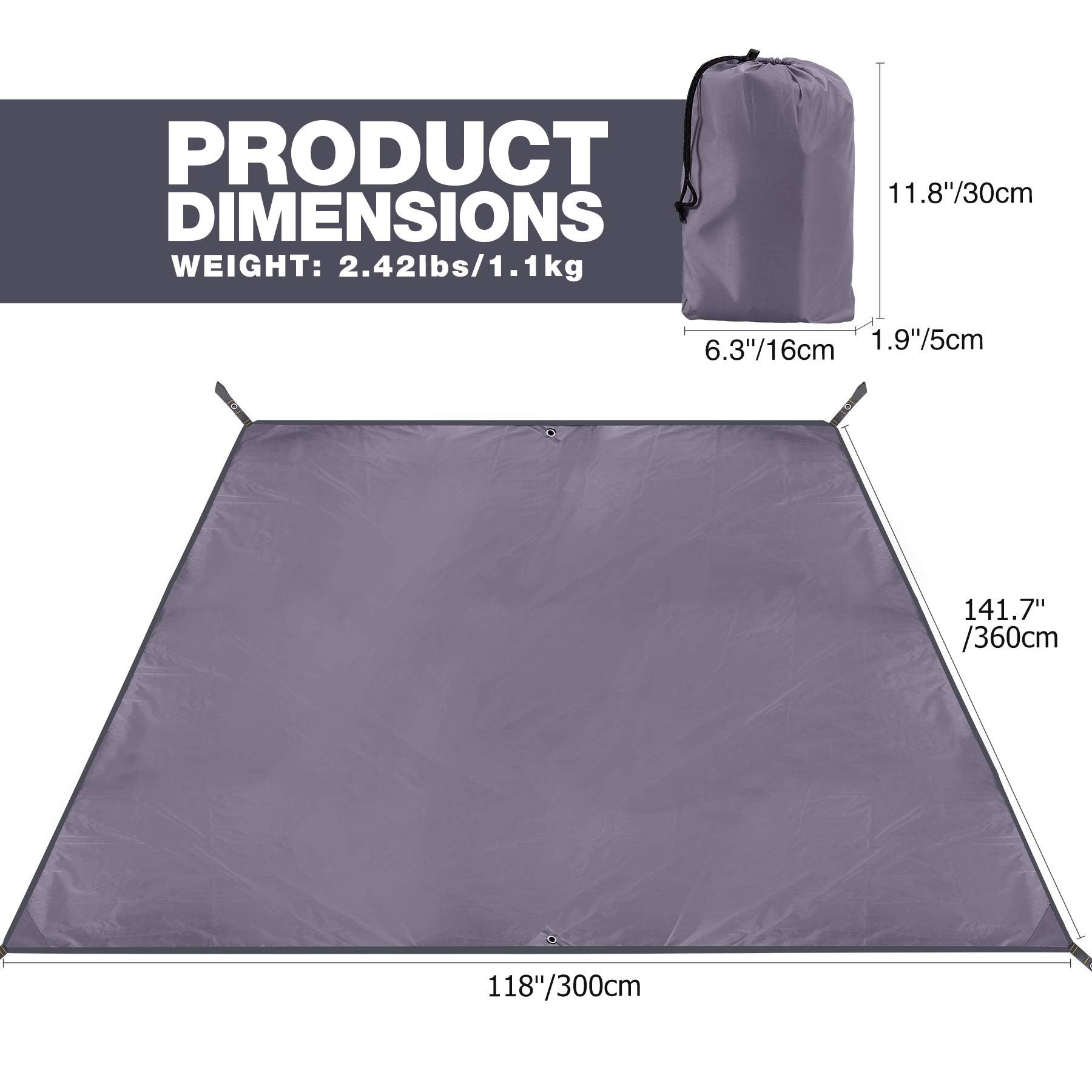 RedCAMP tent footprint shows reinforced grommets and stitching for lasting strength.