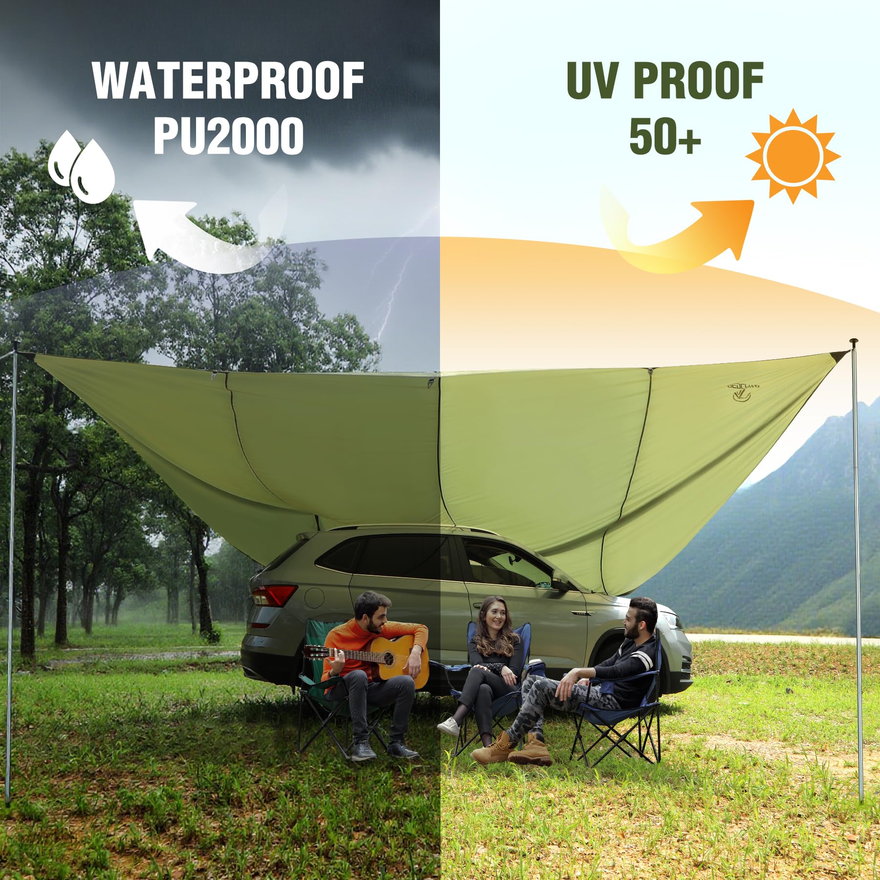 REDCAMP three setup modes demonstrate flexible shelter options.