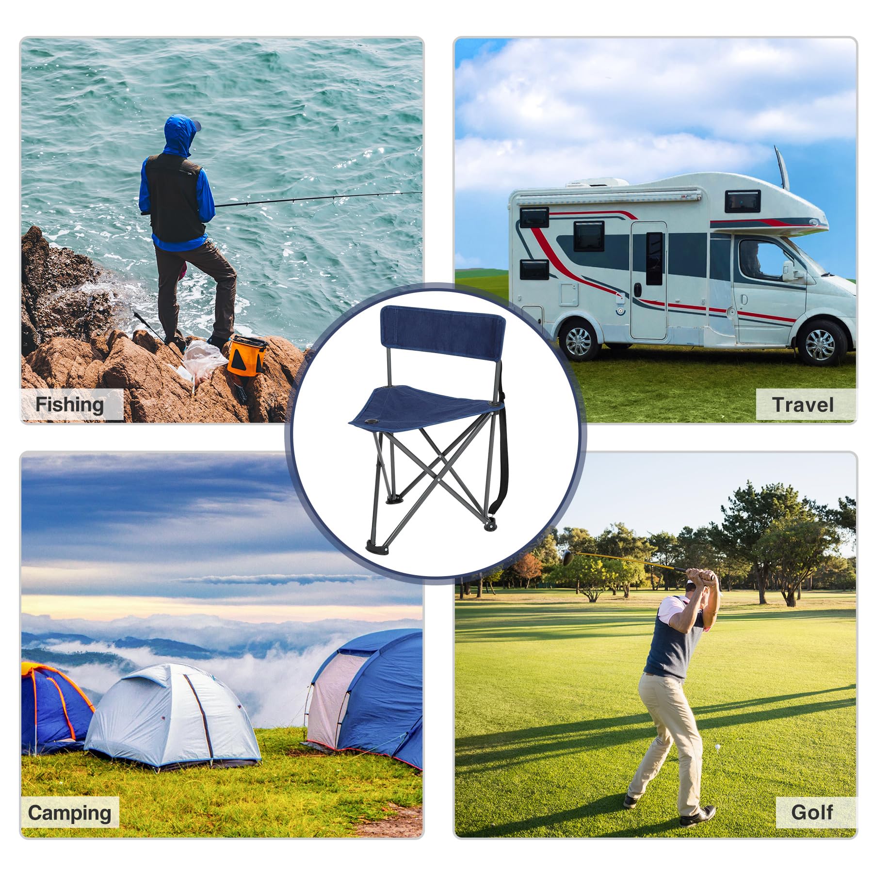REDCAMP tripod chair 2-pack with strap demonstrates convenient seating for two users.
