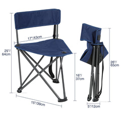 REDCAMP tripod chair blue folded demonstrates portable, space-saving design for hikers.
