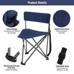 REDCAMP tripod chair camo open seat shows rugged outdoor seating for fishing.