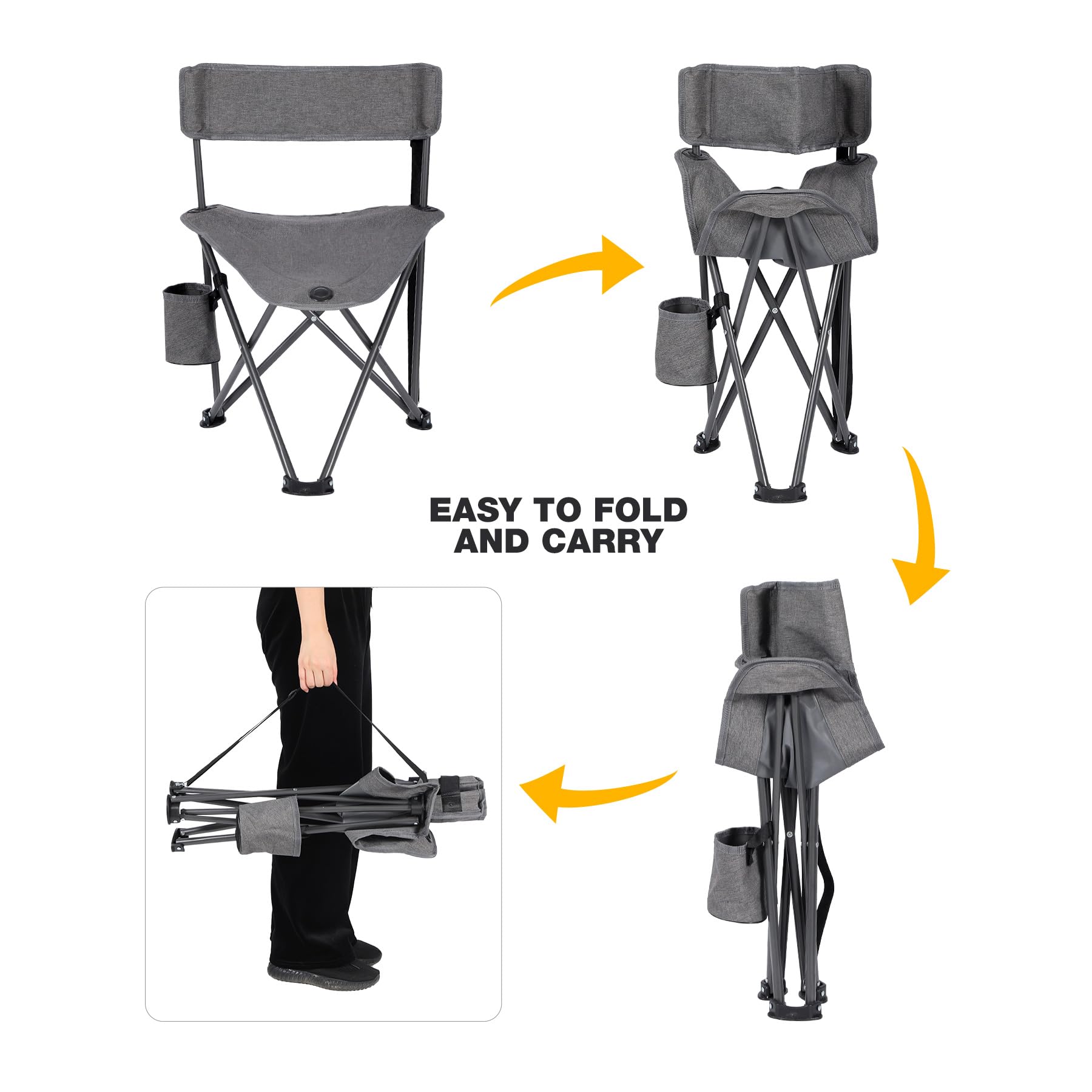 REDCAMP tripod chair stored compactly for backpacking trips.