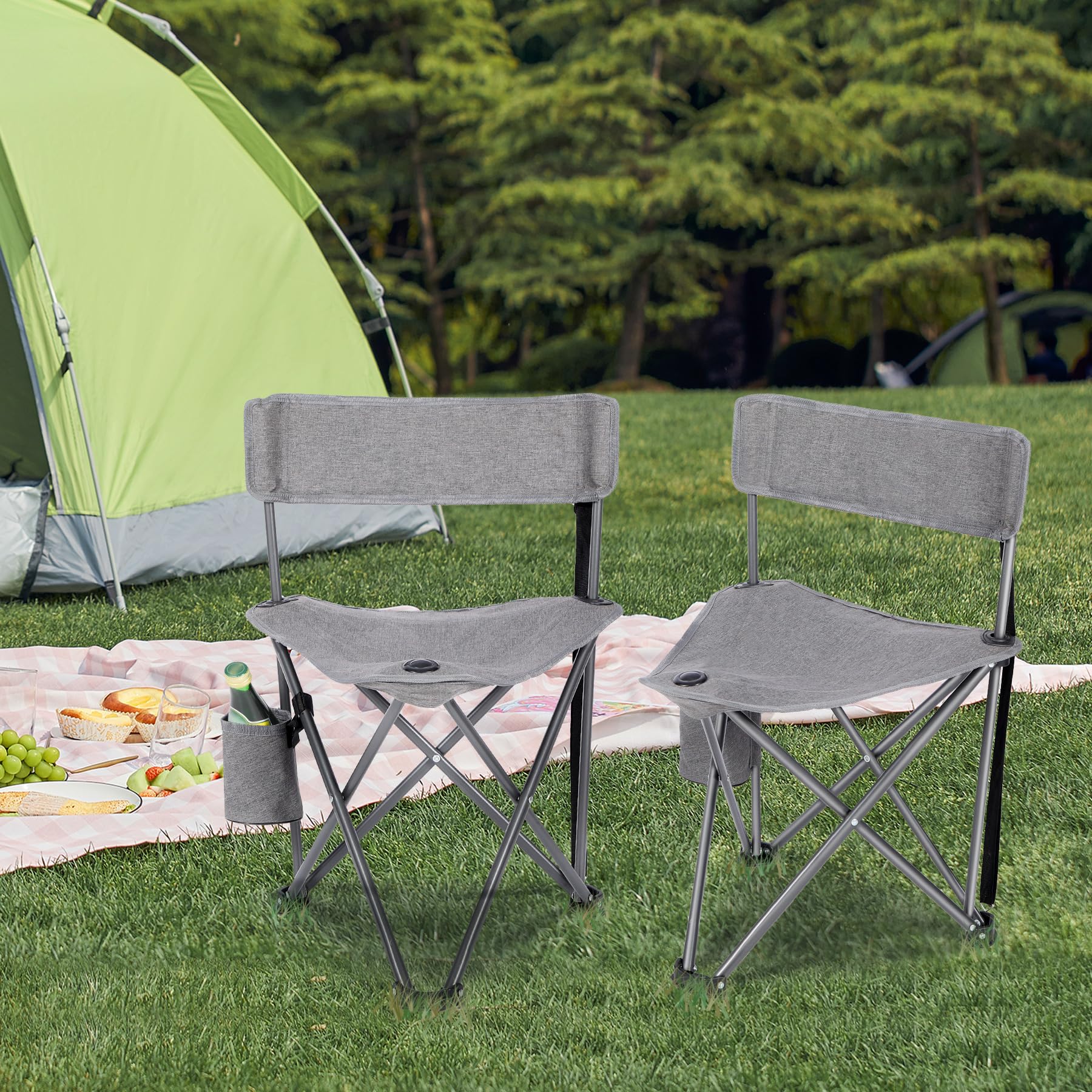 REDCAMP tripod chair folded compact for easy travel storage.
