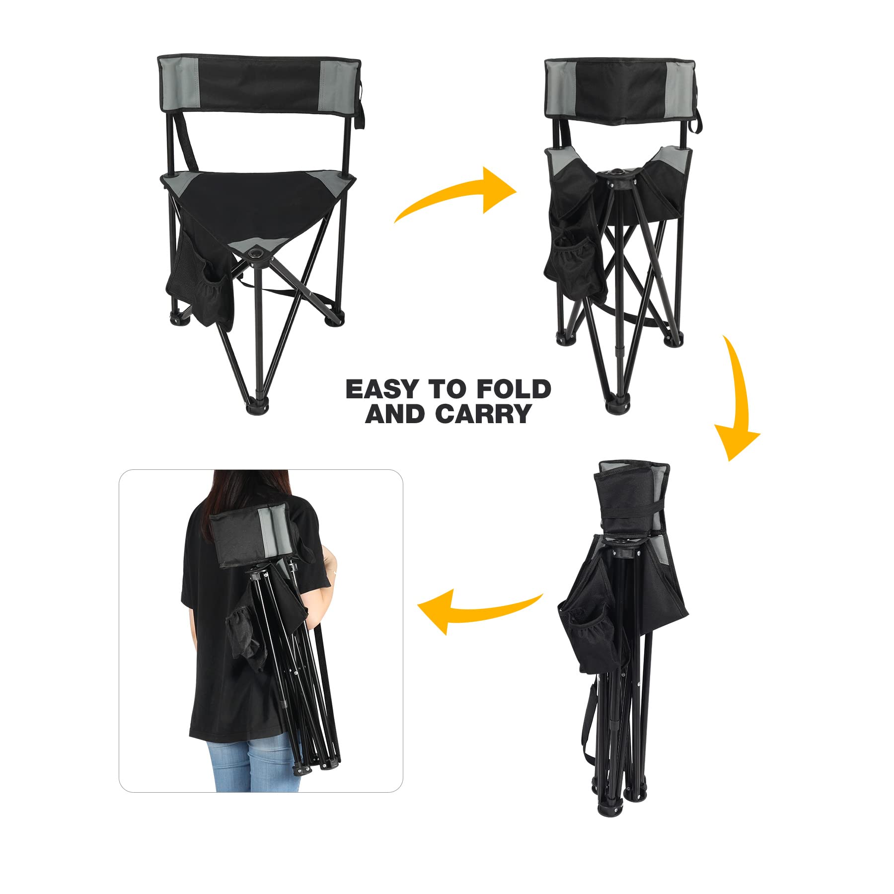 REDCAMP tripod chair in use at a campsite showing versatile three-leg design