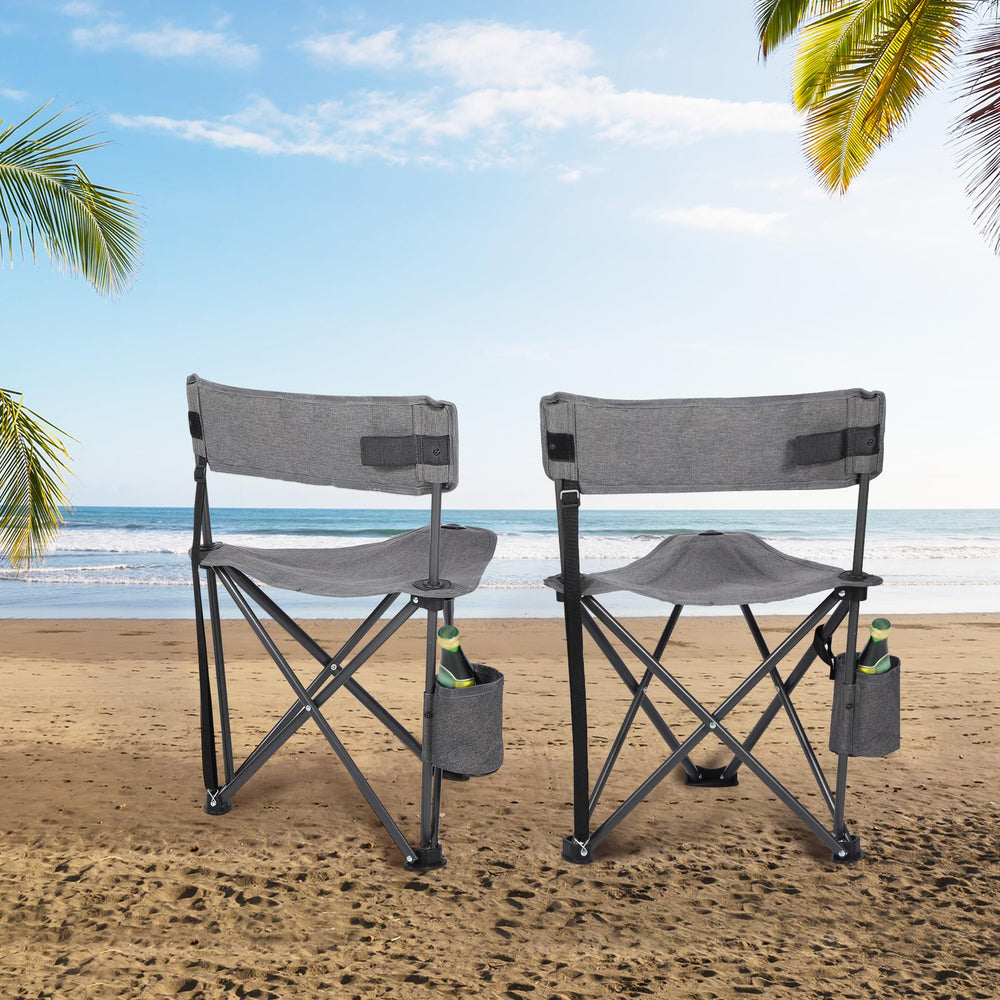 REDCAMP tripod chair by the lake supports relaxed fishing breaks.