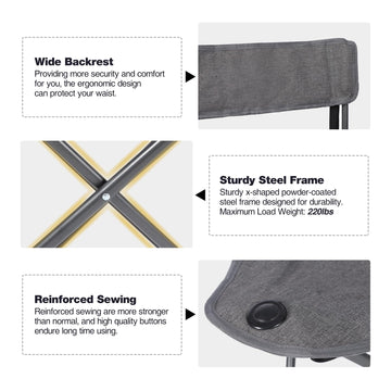 REDCAMP tripod chair with shoulder strap for easy carrying.