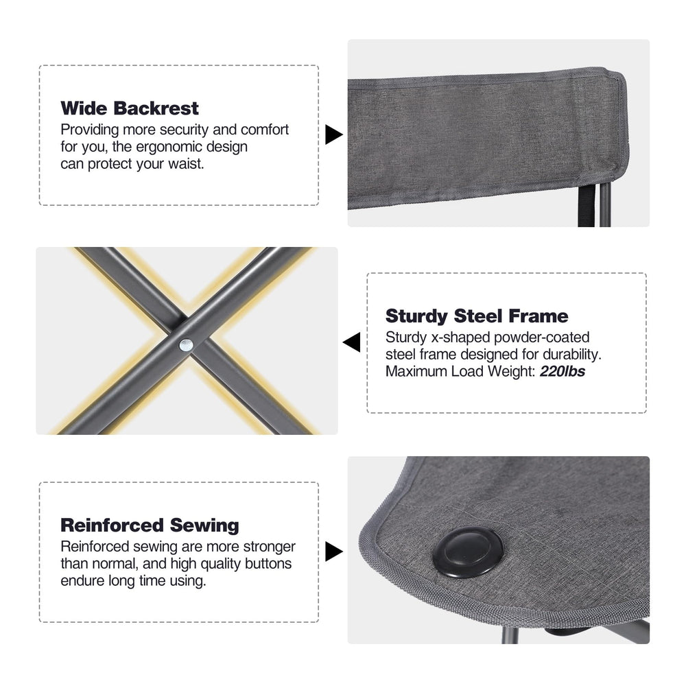 REDCAMP tripod chair with shoulder strap for easy carrying.