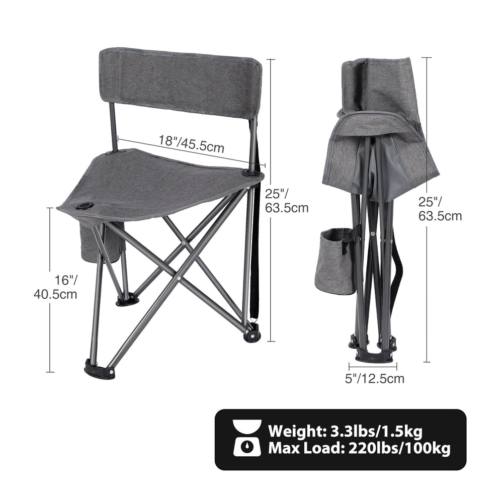 REDCAMP tripod chair side cup pocket keeps drinks within reach outdoors.