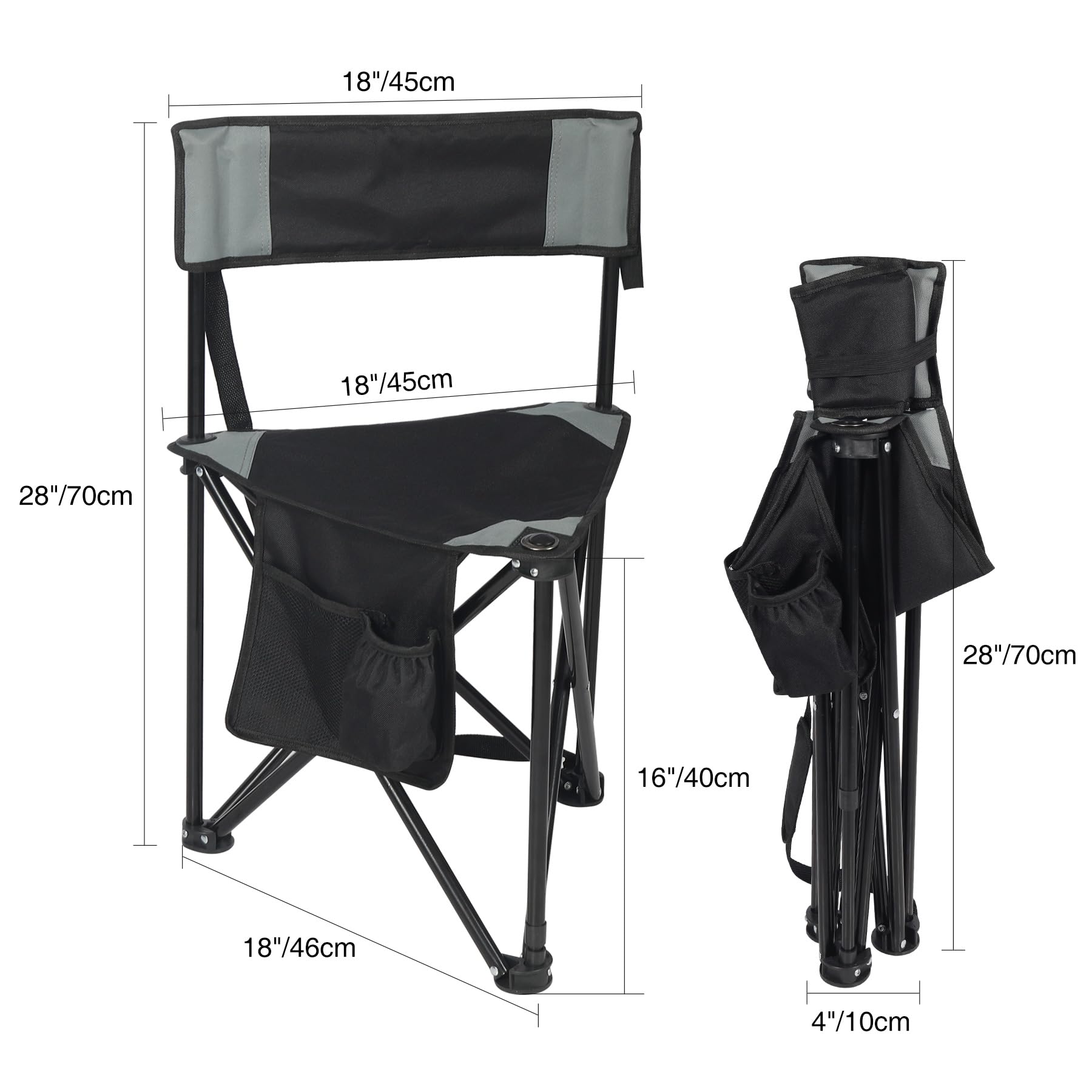 REDCAMP tripod chair side pocket stores phone and drink for convenience