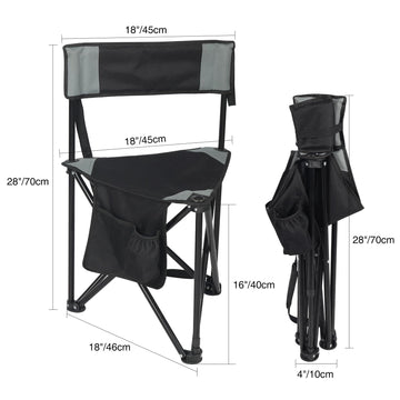 REDCAMP tripod chair side pocket stores phone and drink for convenience
