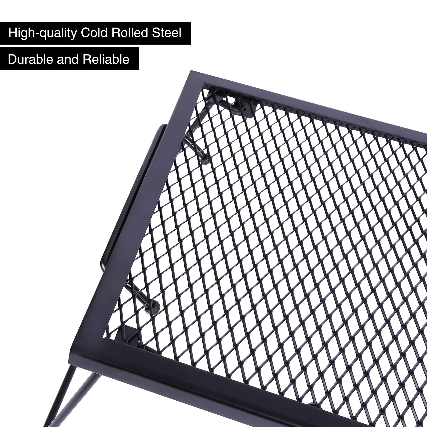 REDCAMP two-height legs extended for fire-height adjustment and stability.