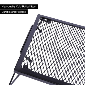 REDCAMP two-height legs extended for fire-height adjustment and stability.