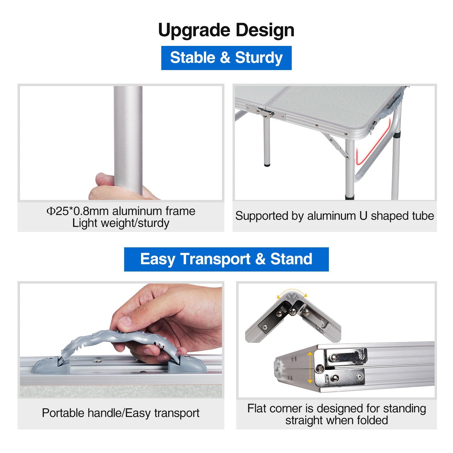 REDCAMP U-shape support provides stable dining on uneven ground.
