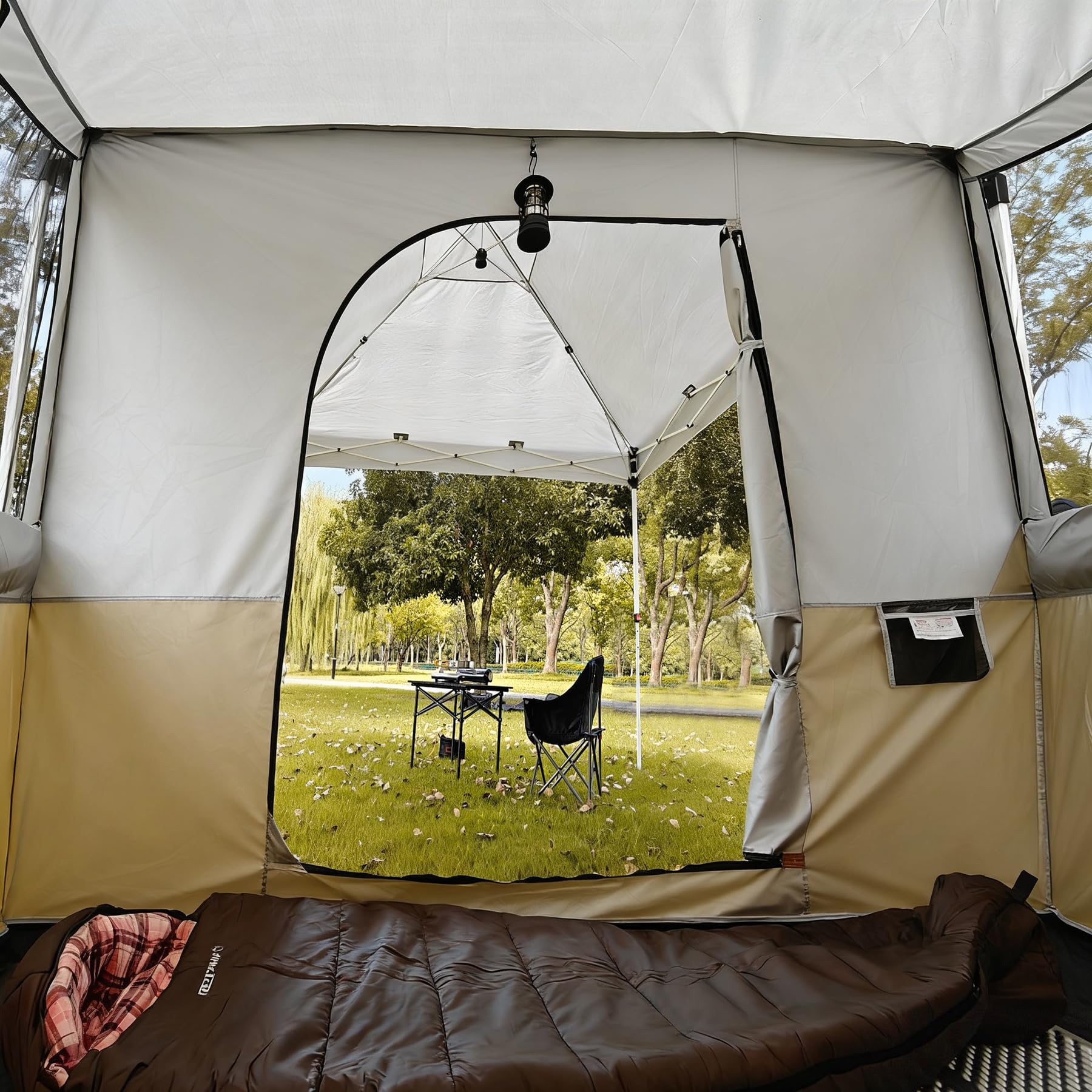 Interior dimensions of REDCAMP XL canopy side tent for a 9.8x7.9x6.6 ft space.