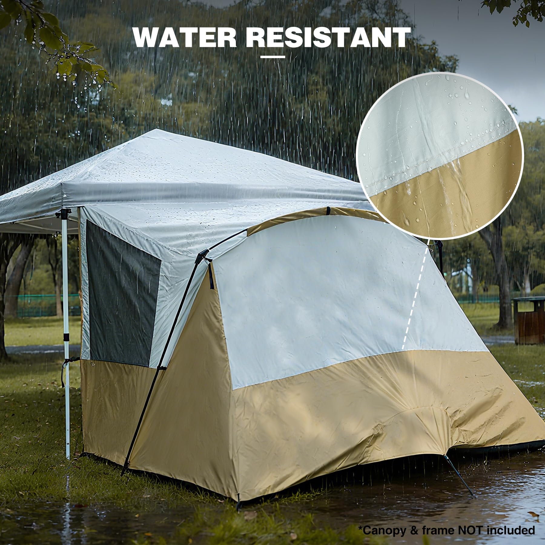 Water-resistant REDCAMP XL canopy side tent fabric repels light rain.