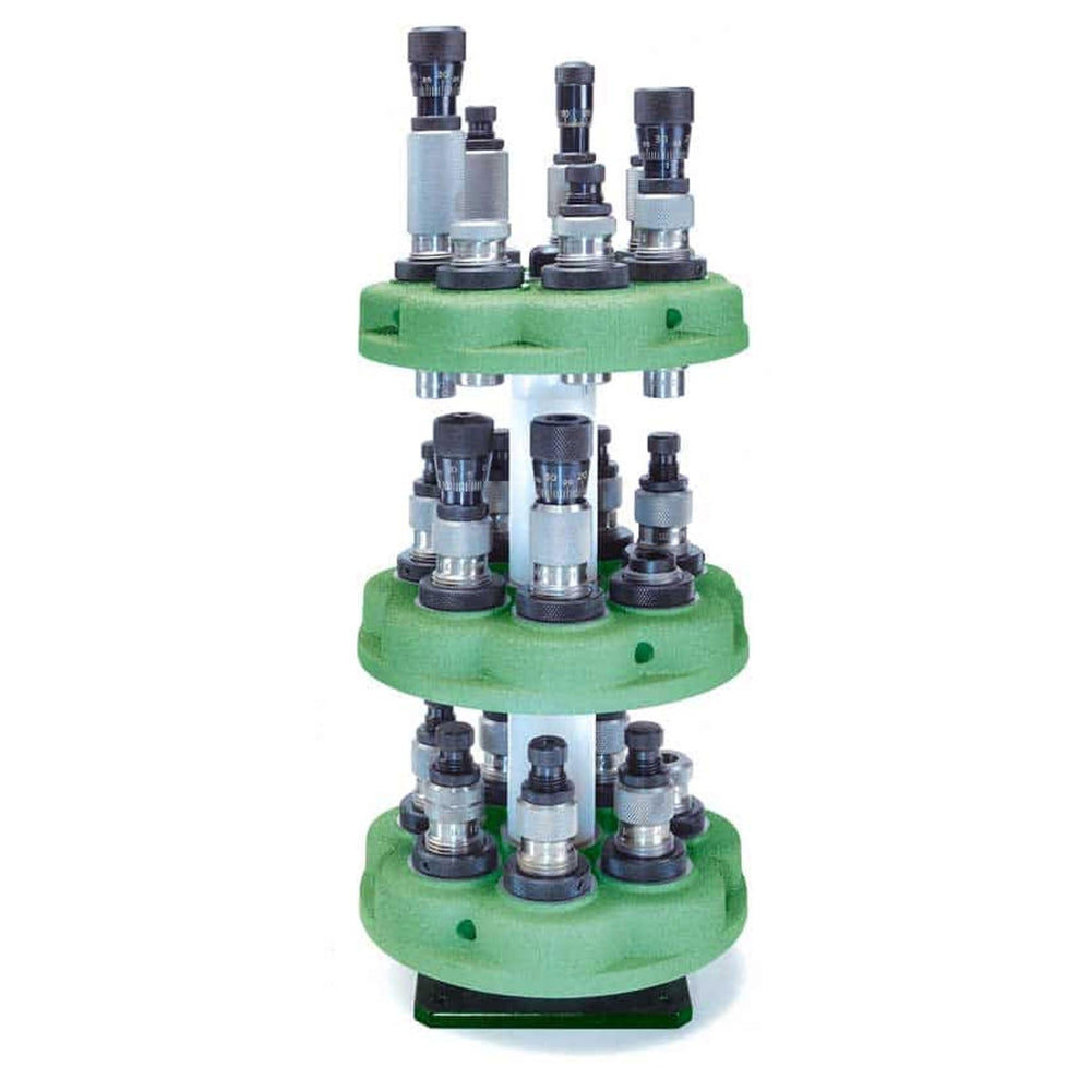 Redding Turret Stacker base in green keeps turret heads organized and ready