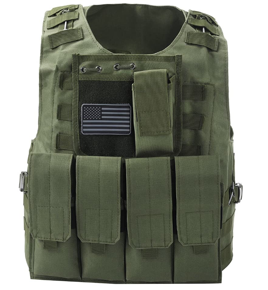 Redemption Tactical airsoft vest with US flag patch for ready-to-use mission gear.