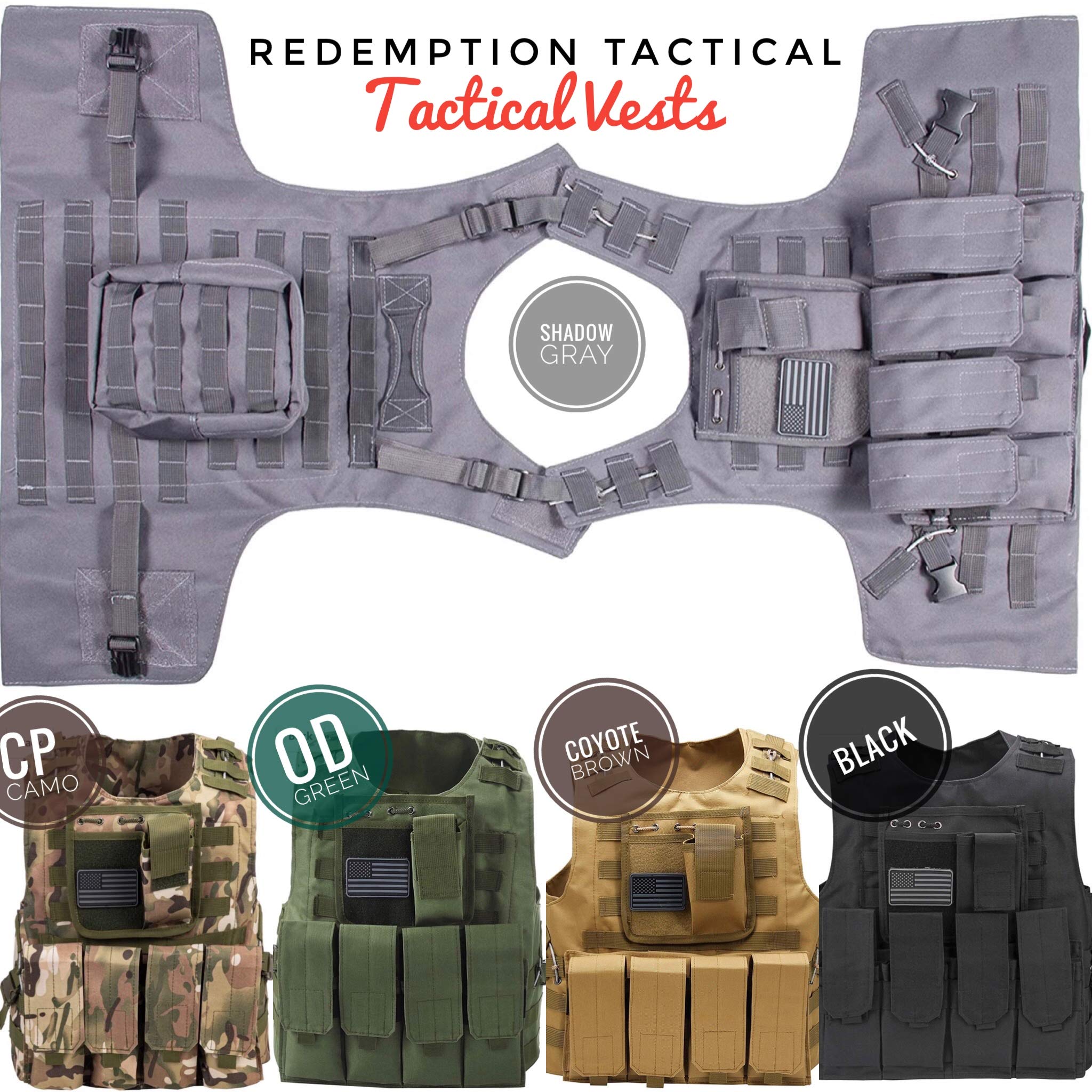Redemption Tactical vest with US flag patch for field identification