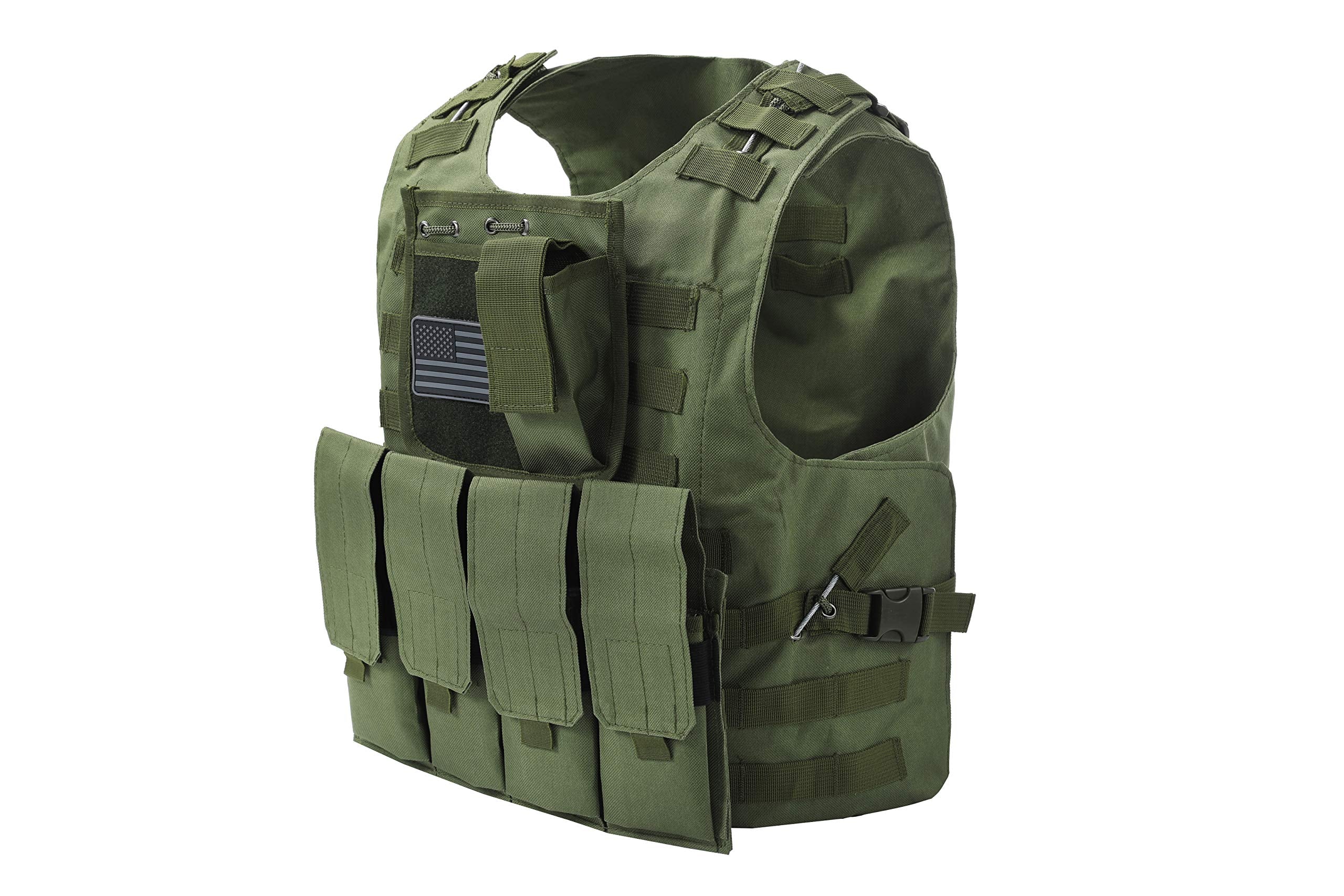 Redemption Tactical admin pouch on vest stores phone or flashlight securely.