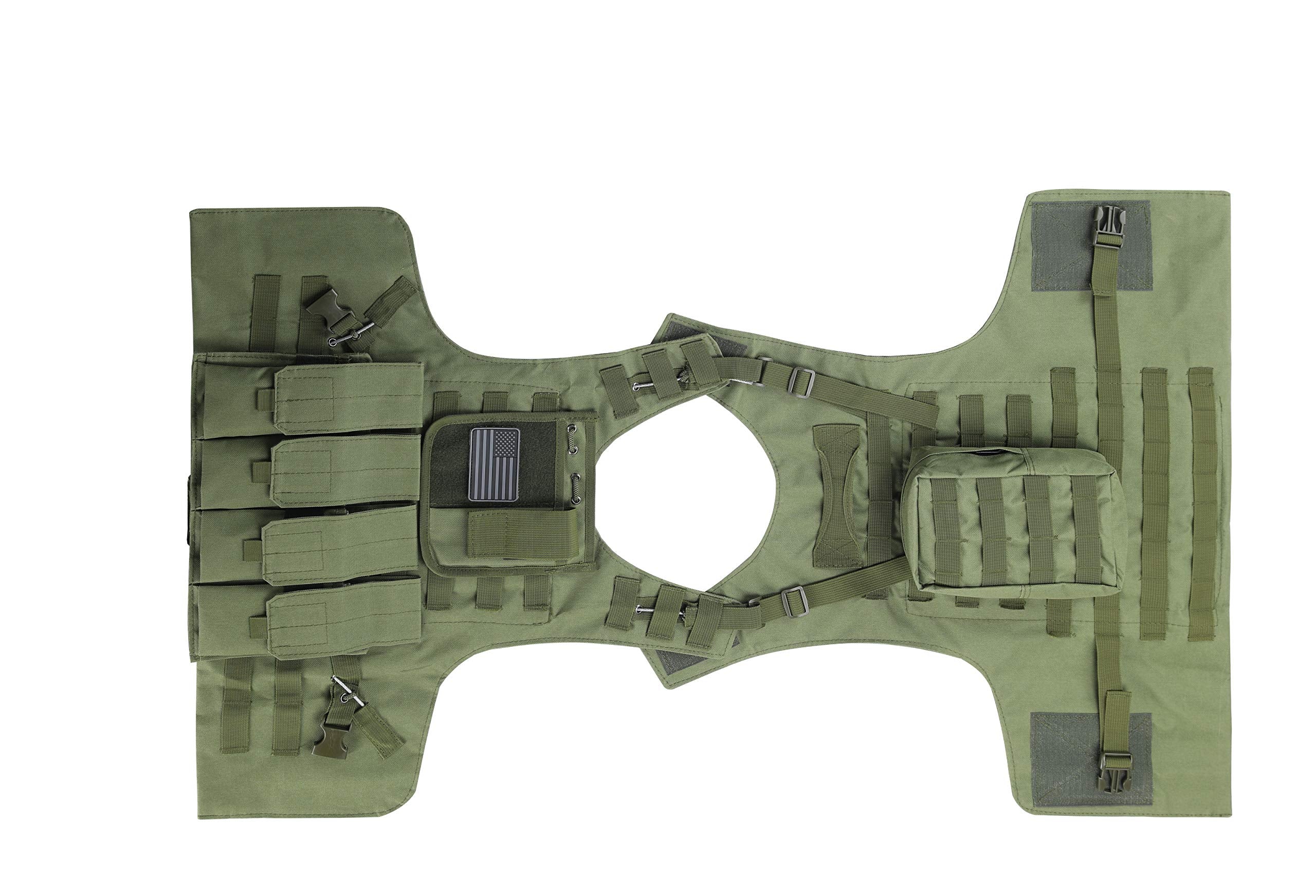 Redemption Tactical vest front with four pouches keeps mags and tools organized.