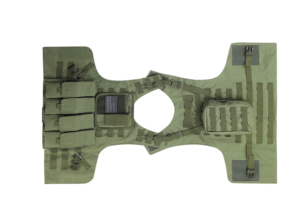 Redemption Tactical vest front with four pouches keeps mags and tools organized.