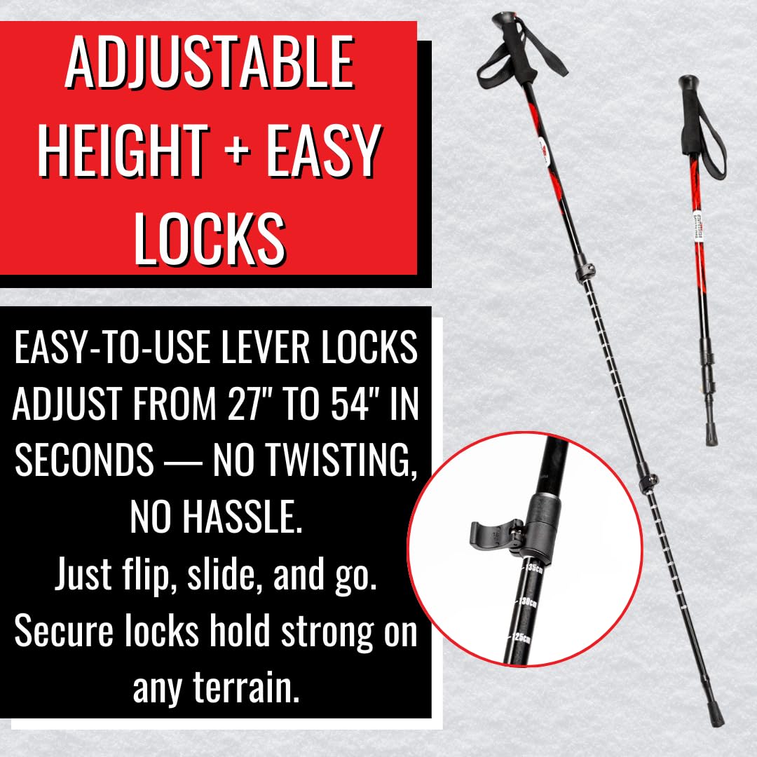 Redfeather Outdoors trekking poles carbide tips for durable traction on ice