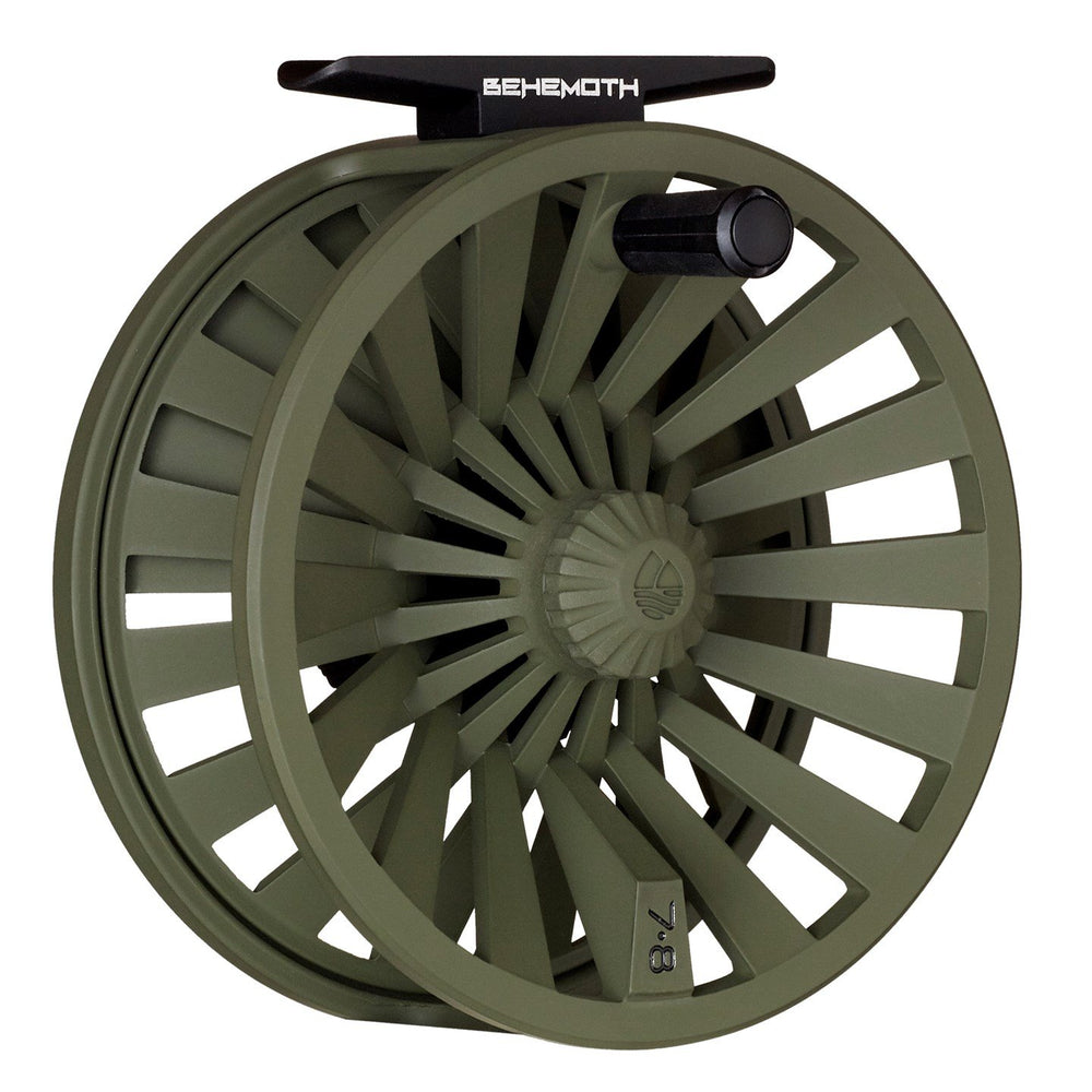 Redington Behemoth reel showcasing carbon fiber drag for strong stopping power.