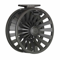 Redington Behemoth reel close-up reveals carbon fiber drag system.