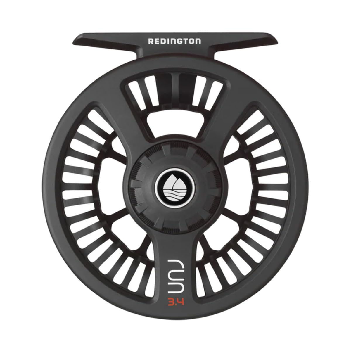 Redington Black 3-4 reel ported arbor emphasizes lightweight strength.