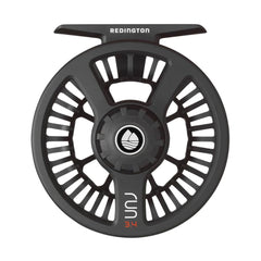 Redington Black 3-4 reel ported arbor emphasizes lightweight strength.