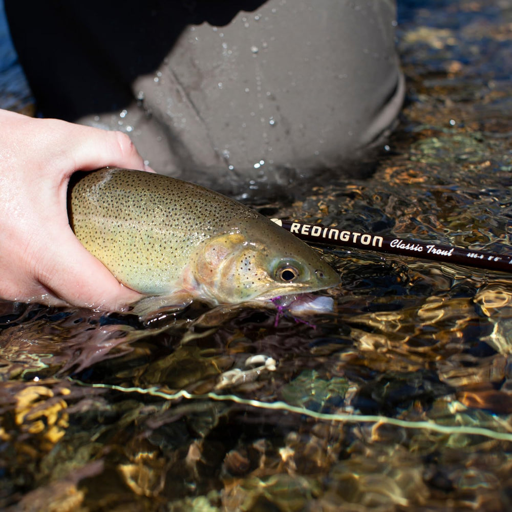Ballistic nylon tube case enables easy transport of Redington Classic Trout rod