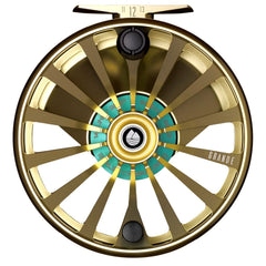 Redington Grande reel drag close-up showcasing sealed SUPER-TORQUE carbon drag system.