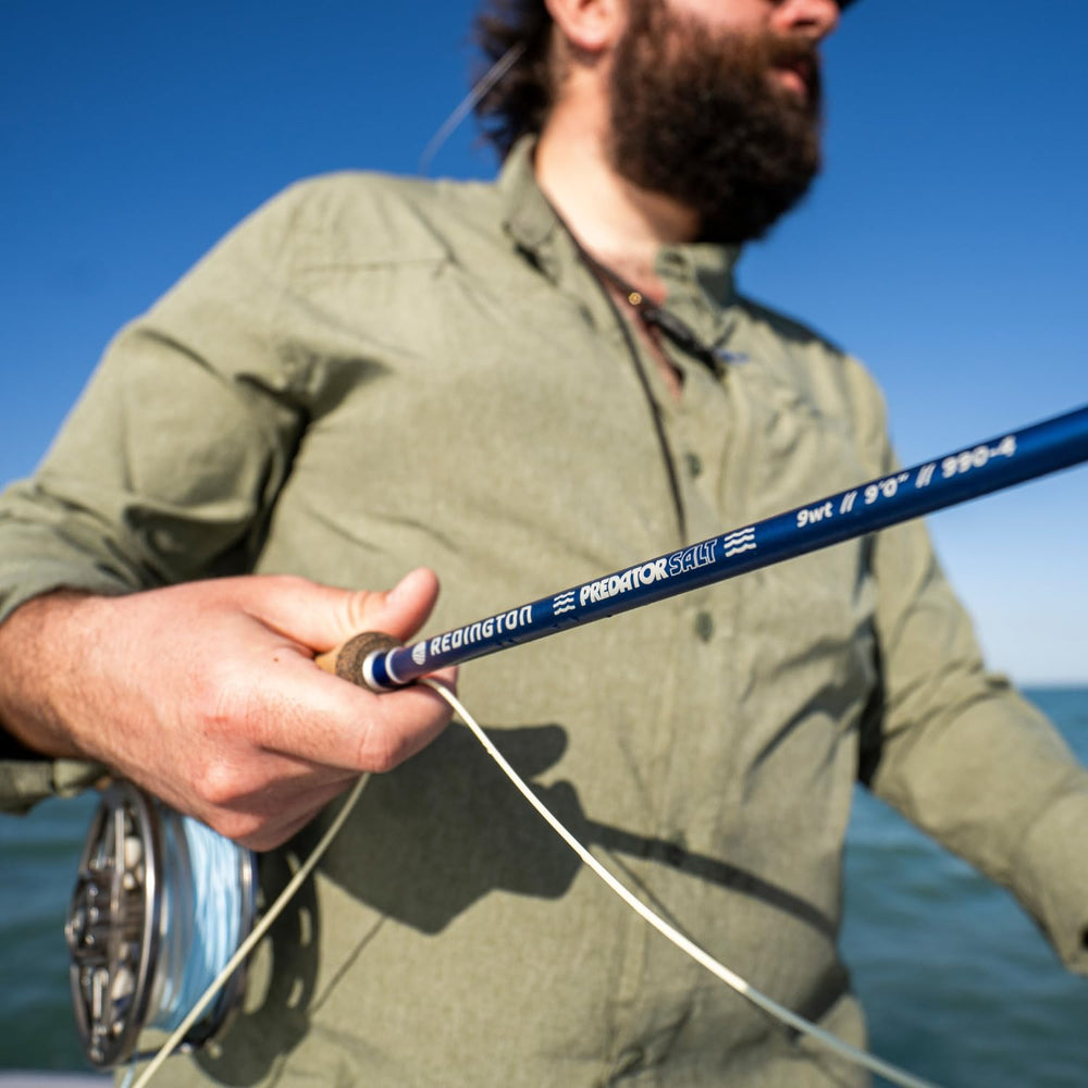 Redington Predator Salt anodized reel seat resists corrosion in saltwater.