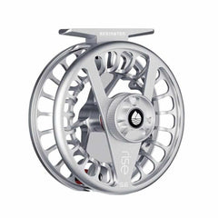 Close-up of the U-shaped large arbor on Redington Rise III 5/6 olive reel