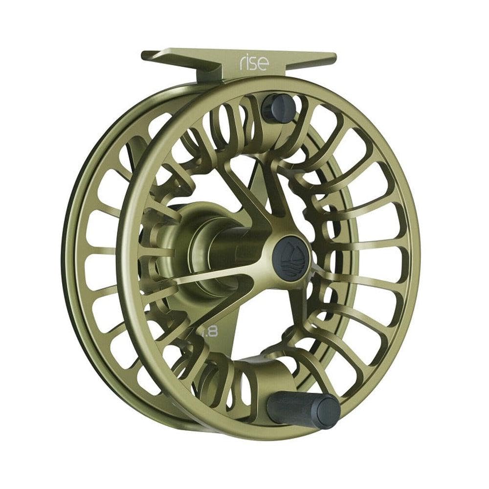 Front view of Redington Rise III 5/6 olive fly reel