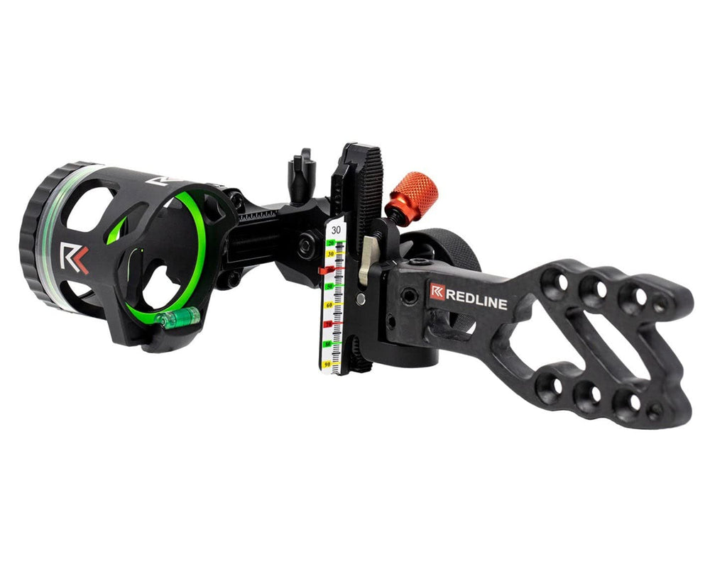 Redline RL-1 right-handed bow sight with enclosed fiber optic ring for visibility