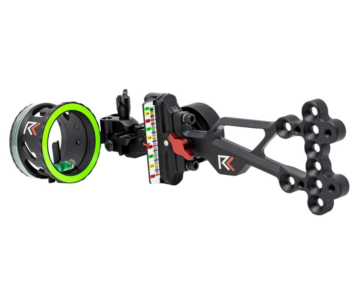 REDLINE RL-2 front view shows a compact single-pin slider on a rugged bow for field use