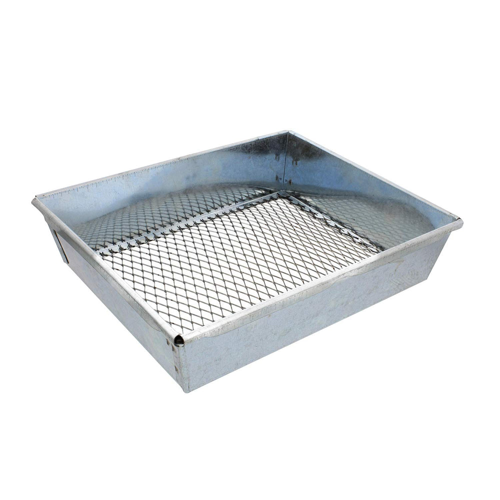 Redneck Convent Trapping Dirt Sifter front view highlights durable metal pan for fast soil screening