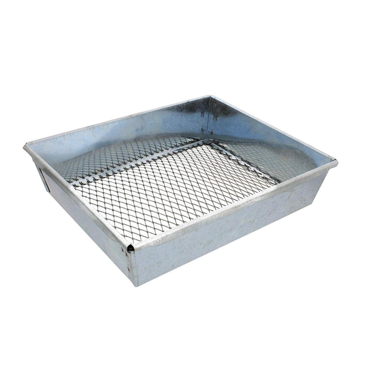 Redneck Convent Trapping Dirt Sifter front view highlights durable metal pan for fast soil screening