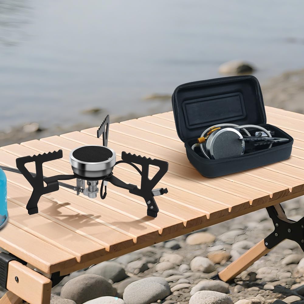 REDSUN FD3 stove folded tripod showcases compact portability for hiking adventures.