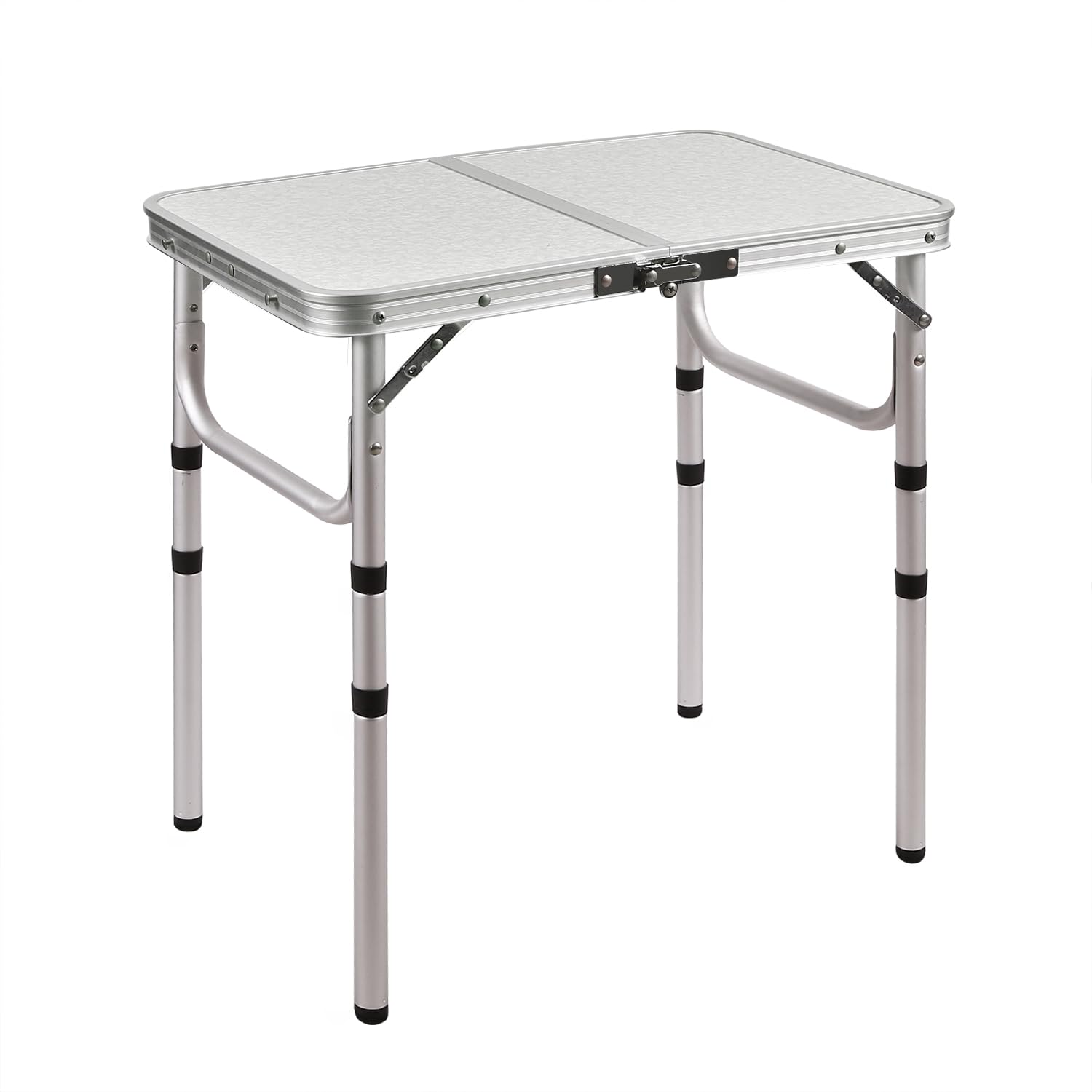RedSwing 2ft folding table side view, sturdy aluminum build for outdoor use.