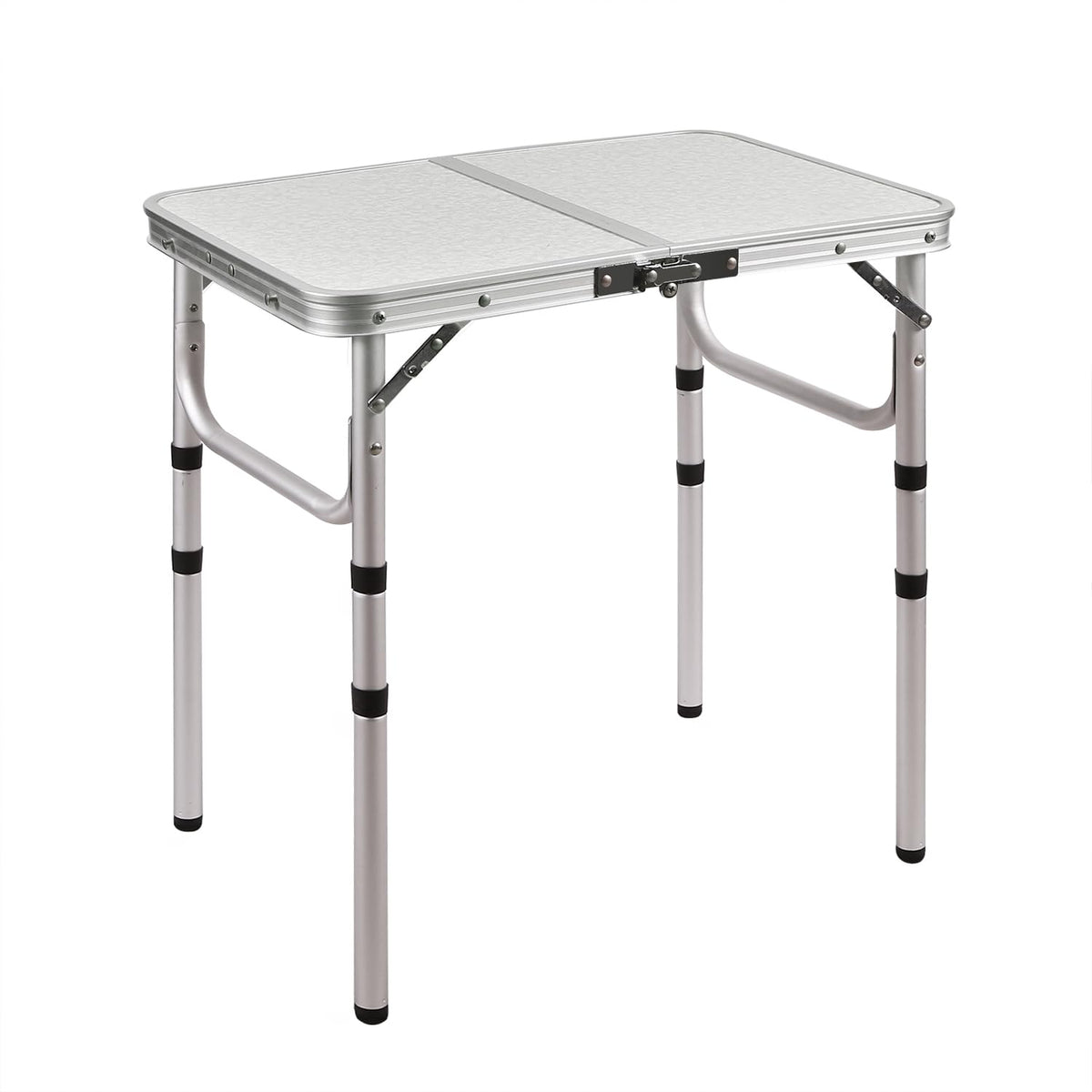 RedSwing 2ft folding table side view, sturdy aluminum build for outdoor use.