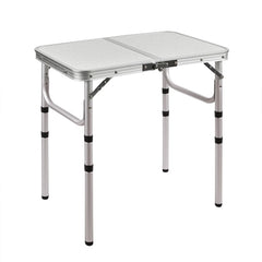 RedSwing 2ft folding table side view, sturdy aluminum build for outdoor use.