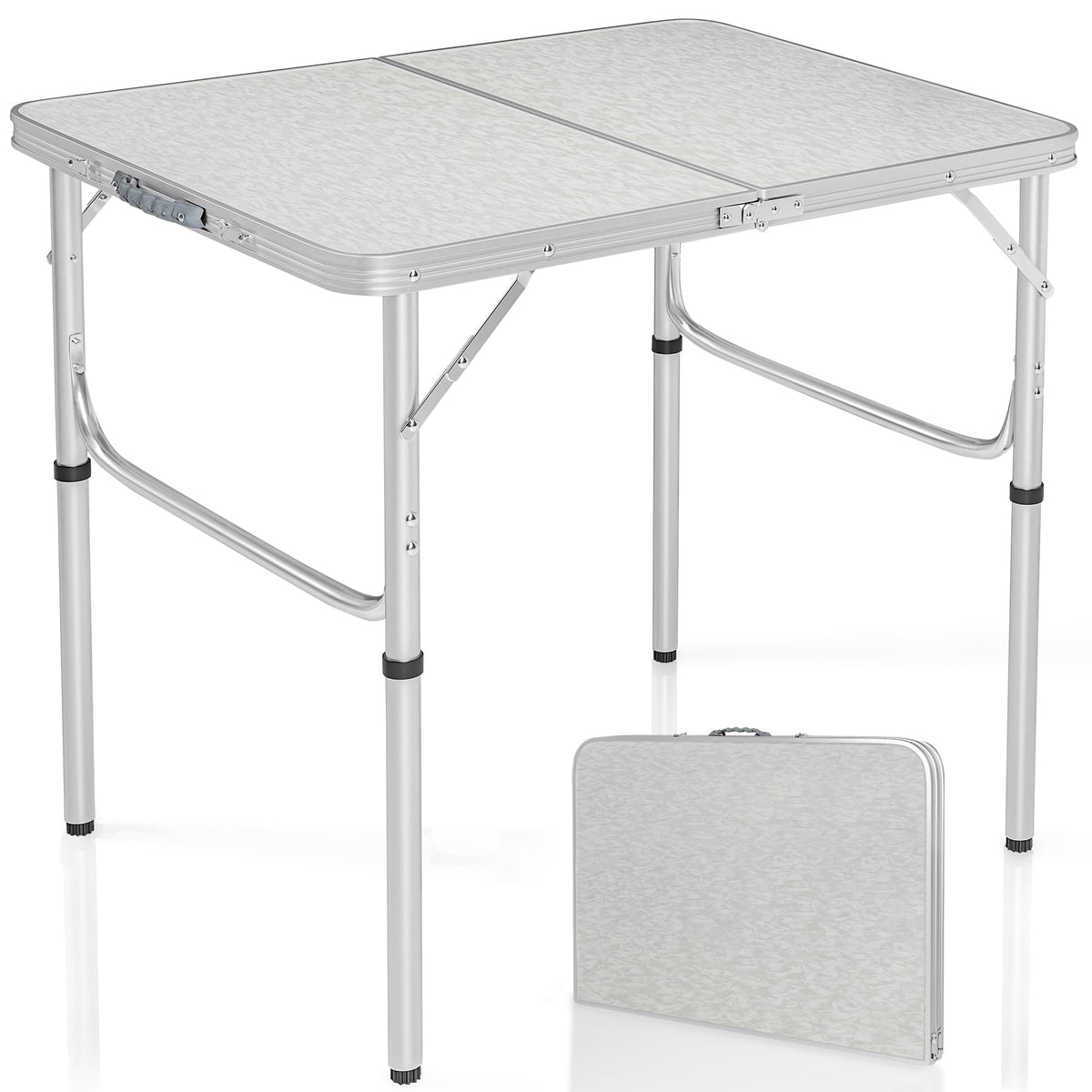 RedSwing aluminum folding table setup shows sturdy construction for reliable outdoor meals.