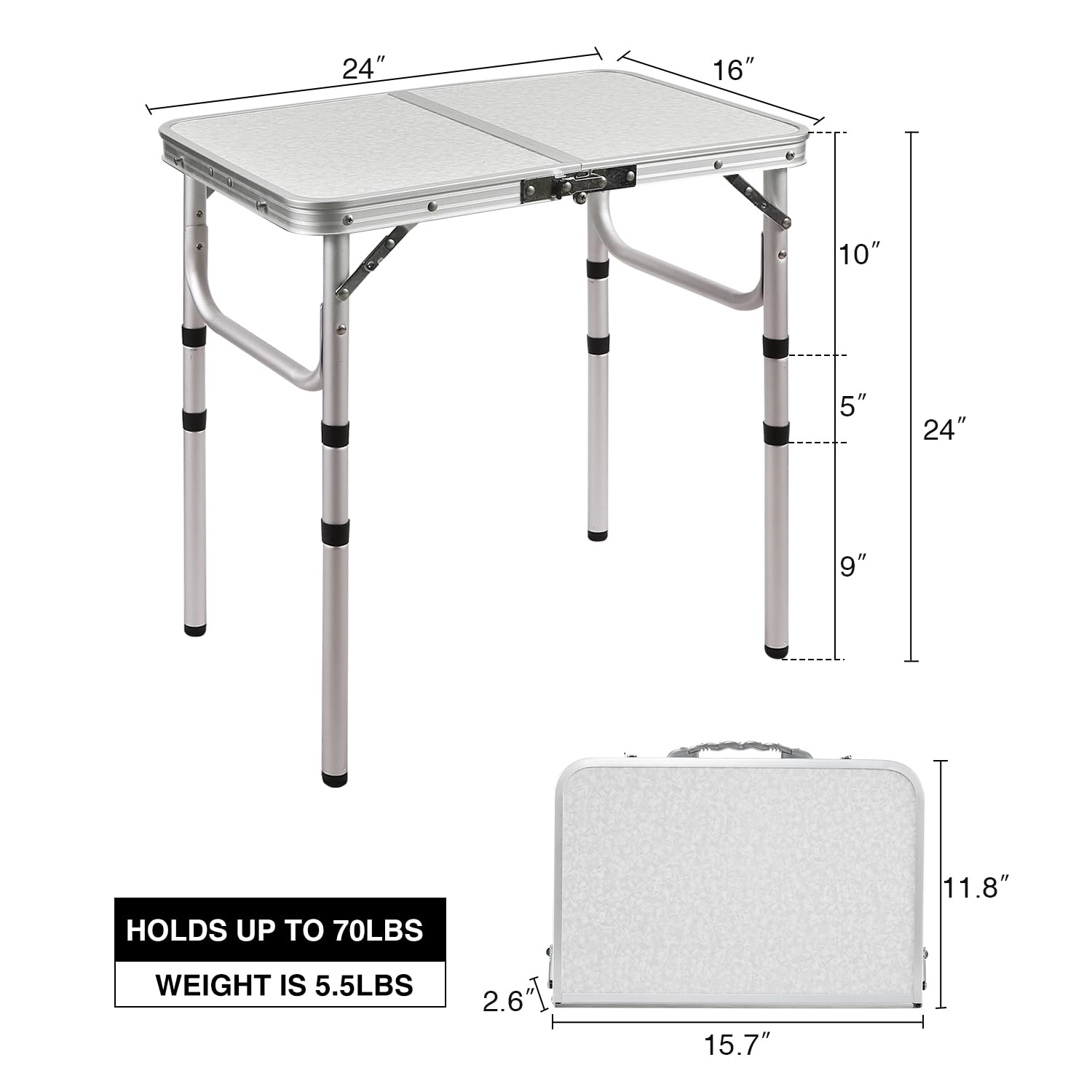 RedSwing adjustable-height table with extended legs, ideal for cooking and dining.