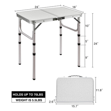 RedSwing adjustable-height table with extended legs, ideal for cooking and dining.