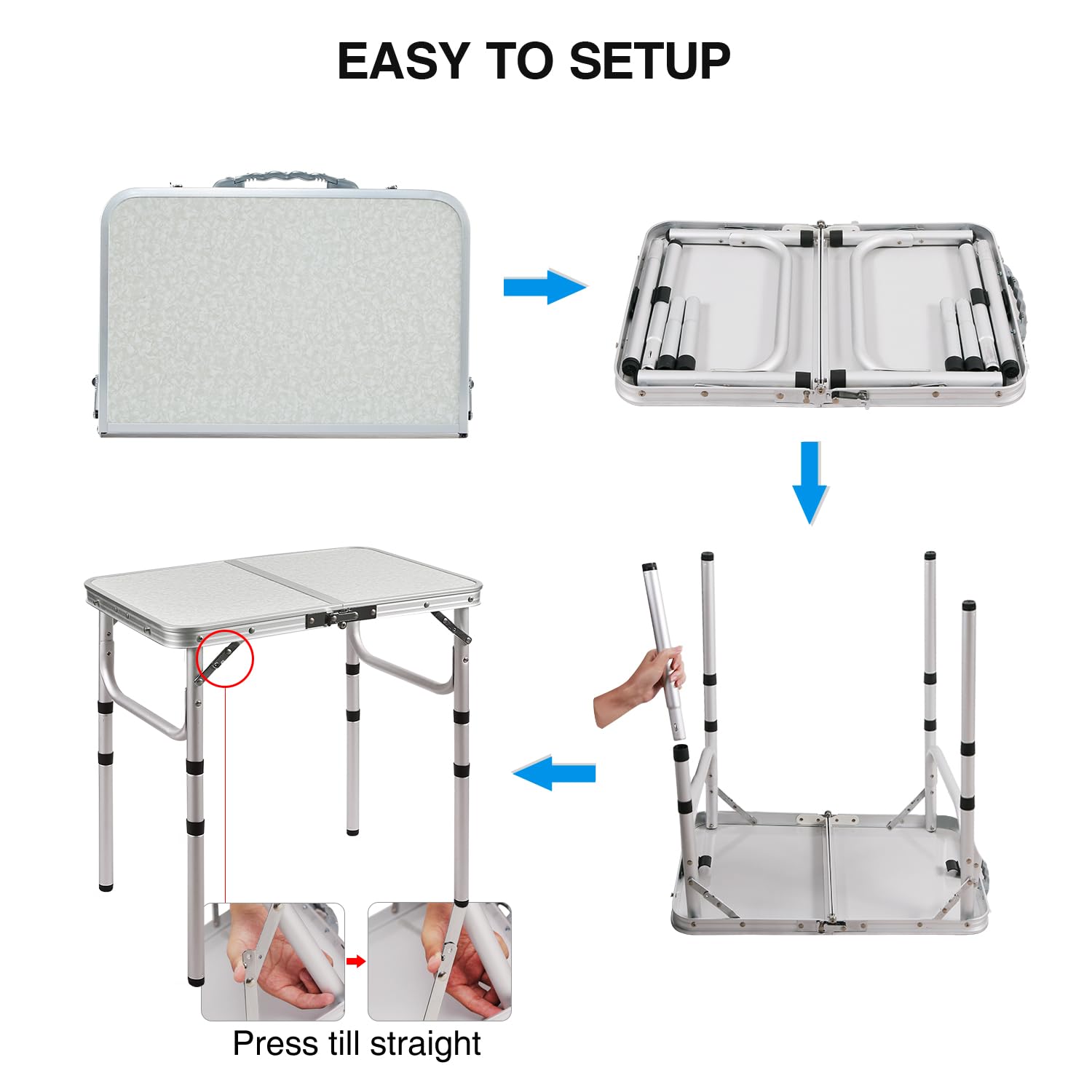 RedSwing portable table with secure latch in rugged outdoor scene.